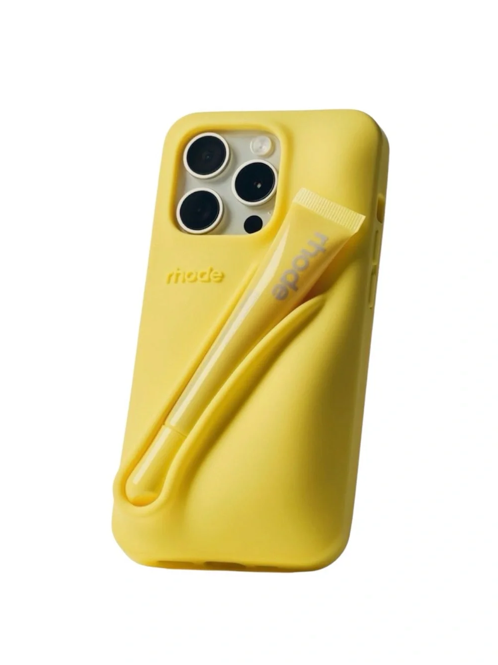 LNIB rhode iPhone 13 Pro Lemontini Peptide Lip Holder Silky Silicone Case